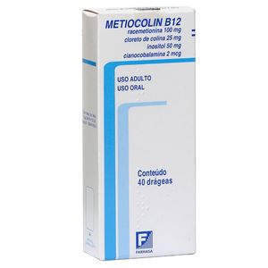 Metiocolin B 12 100 + 25 + 50Mg + 2Mcg Caixa Com 40 Drágeas