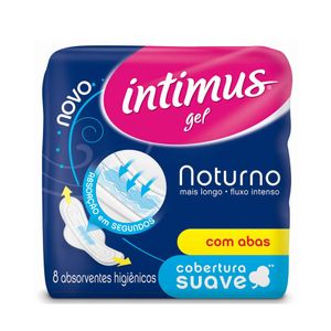 Absorvente Gel Noturno Cobertura Suave Com Abas Intimus 8 Unidades