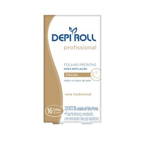 Depilador Depi Roll Profissional Cera Fria Facial Folhas Plásticas Prontas Com 16 Unidades (8 Pares) + 1 Sachê De Lenço Umedecido