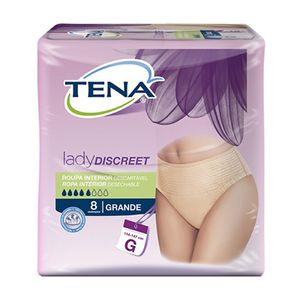 Roupa Intima Descartável Tena Lady Discreet Tamanho Grande Com 8 Unidades
