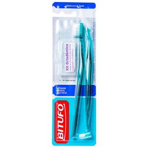 Kit Ortodôntico Bitufo Cônico Cores Sortidas Com 1 Escova Dental 1 Escova Intertufo E 6 Escovas Interdentais Cilíndricas