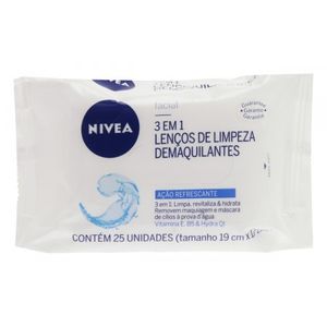 Lenço De Limpeza Demaquilante 3 Em 1 Nivea Ação Refrescante 25 Unidades