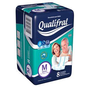 Fralda Geriátrica Qualifral Regular M Com 8 unidades