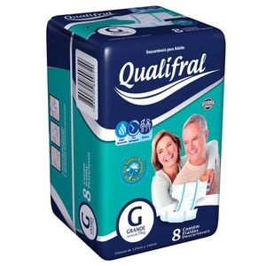 Fralda Geriátrica Qualifral Regular G Com 8 unidades