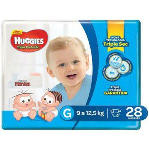 Fraldas Descartáveis Huggies Tripla Proteção Infantis Turma Da Mônica Jumbo Tamanho Grande Com 28 Unidades
