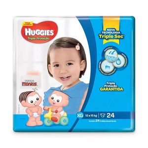 Fralda Infantil Huggies Tripla Proteção Turma Da Mônica Jumbo Tamanho Extra Grande Com 24 Unidades