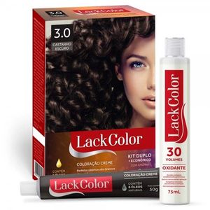 Tintura Lack Color Kit Creme 3.0 Castanho Escuro