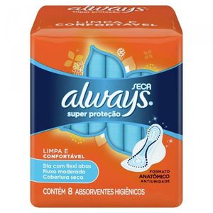 Absorvente Always Super Proteção Cobertura Seca com Abas