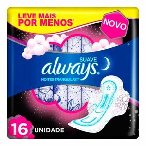 Absorvente Always Noites Tranquilas Cobertura Suave Com Abas