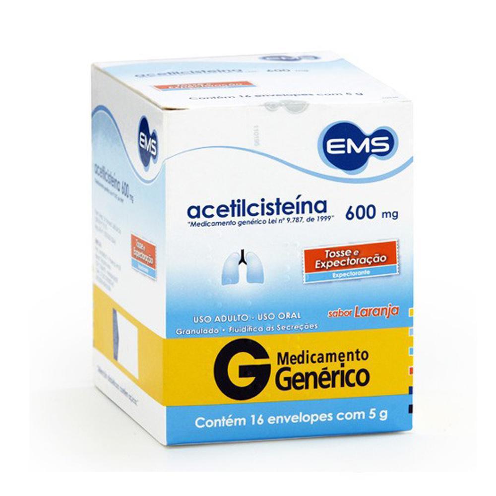 Acetilcisteína - Ems 600Mg Granulado 16 Envelopes Com 5G