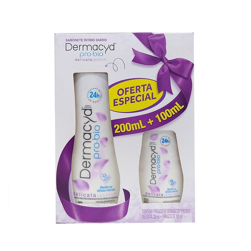 Dermacyd-pro•bio-Delicata-Jasmim-01-frasco-de-200ml-01-frasco-de-100ml