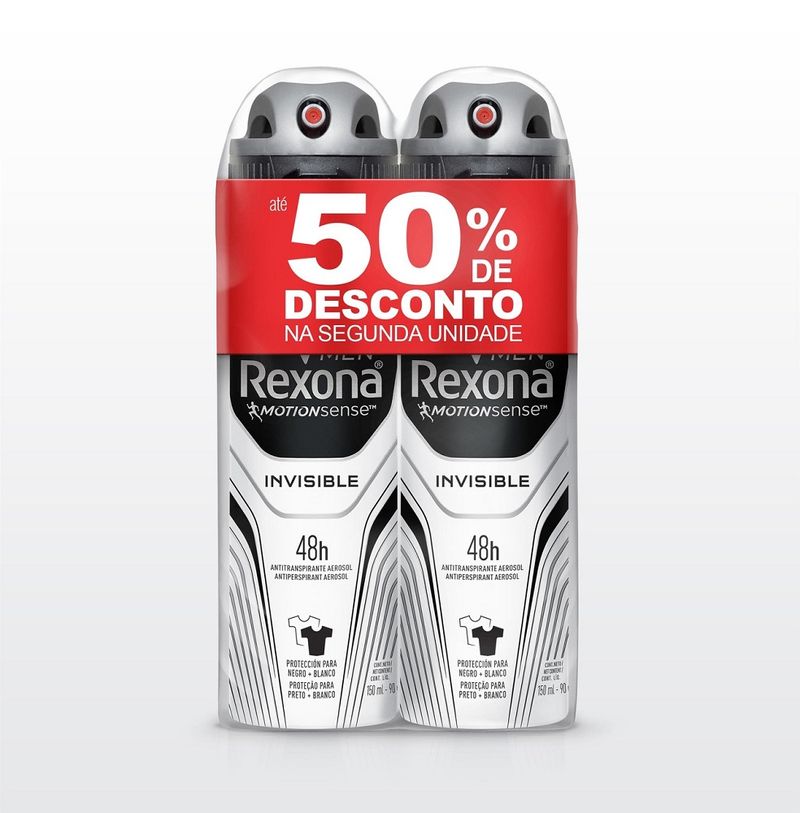 Desodorante-Rexona-Men-Invisible-aerosol-150ml-2-unidades-50-de-desconto-na-2ª-unidade