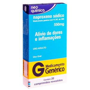 Naproxeno Sódico 550Mg 20 Comprimidos Revestidos Neoquimica