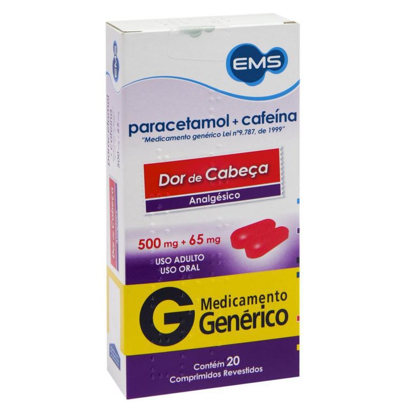 Paracetamol-CafeIna-EMS-500-65mg-caixa-com-20-comprimidos-revestidos