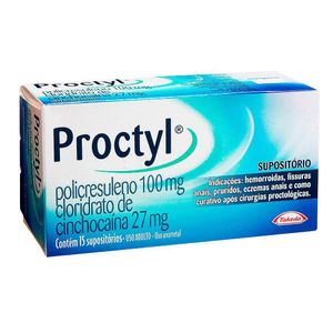 Supositório Proctyl com 15 unidades