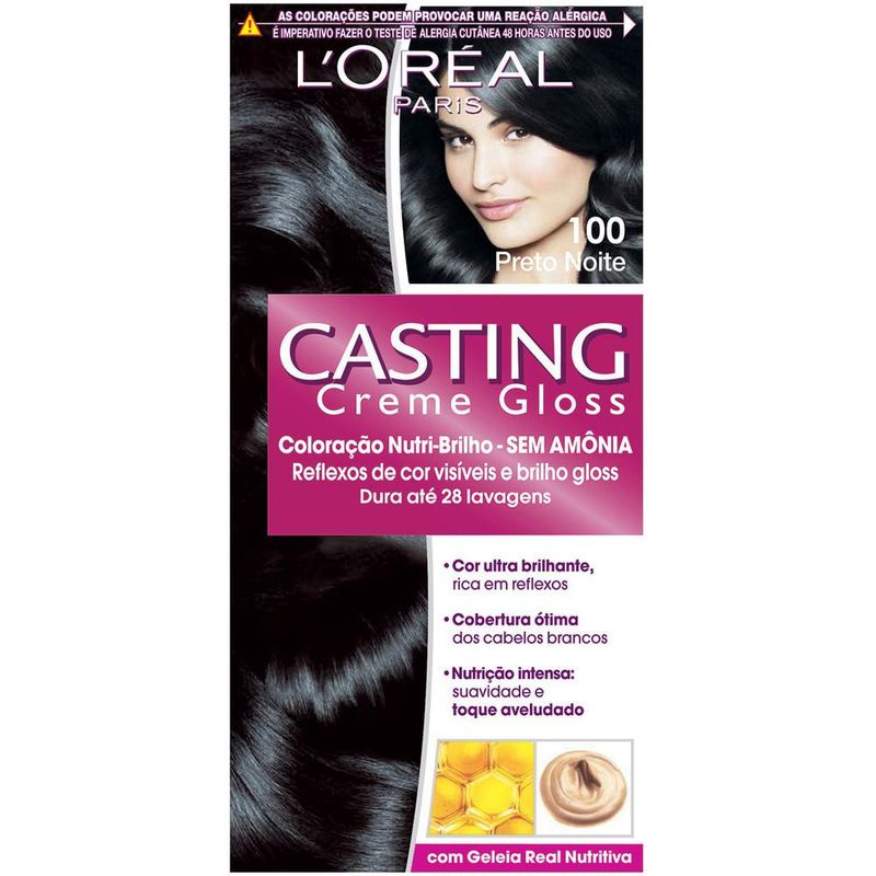 Tintura-Creme-Casting-Creme-Gloss-L-oreal-Preto-Noite-100-oreal-Preto-Noite-100-Kit