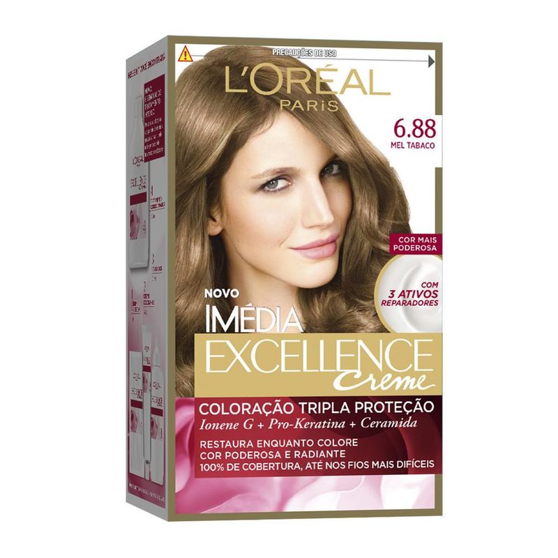 Tintura-Creme-Imedia-Excellence-LOreal-Mel-Tabaco-688