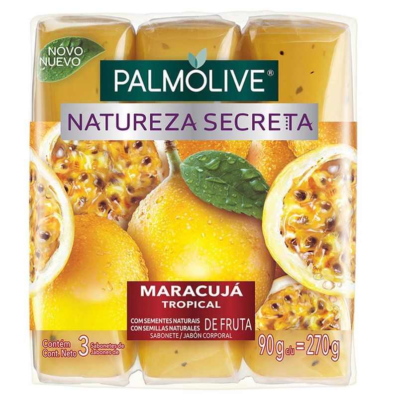 Kit-Sabonete-Barra-Glicerinado-Palmolive-Natureza-Secreta-Maracuja-Tropical-3-unidades-de-90g
