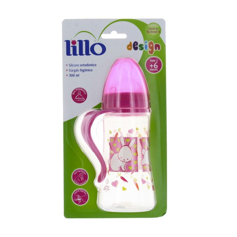 Mamadeira-Lillo-Design-Bico-de-Silicone-Ortodontico-6-Meses-Rosa-Mamadeira-Lillo-Design-Bico-de-Silicone-Ortodontico-6-Meses-Rosa-300ml