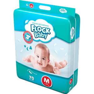Fralda Descartável Flock Baby Hiper Tamanho Médio Com 70 Unidades