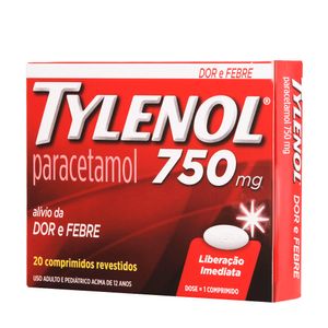 Analgésico TYLENOL<sup>®</sup> 750mg cartucho 20 comprimidos