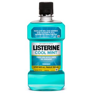 Antisséptico Bucal LISTERINE<sup>®</sup> Cool Mint Leve 500mL e Pague 350ml
