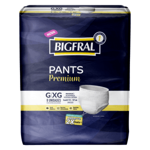 Roupa Íntima Descartável Unissex Bigfral Pants Premium G/XG Pacote 8 Unidades