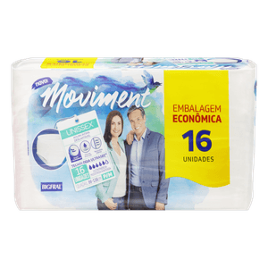 Roupa Íntima Descartável Unissex Bigfral Moviment P/M Pacote 16 Unidades Embalagem Econômica