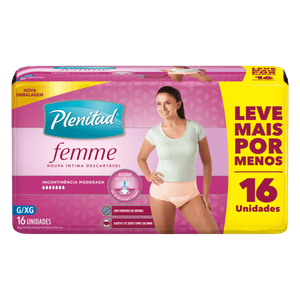 Roupa Íntima Descartável Plenitud Femme G/XG Pacote 16 Unidades Leve Mais Pague Menos
