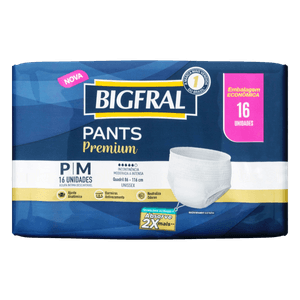 Roupa Íntima Descartável Bigfral Pants Premium P/M Pacote 16 Unidades Embalagem Econômica