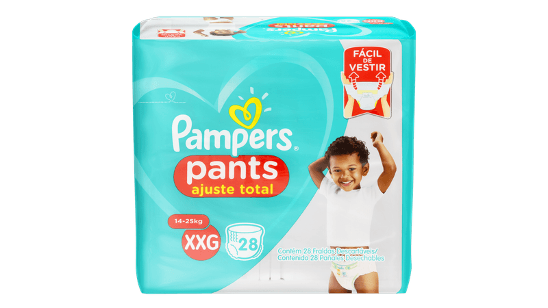 Fralda Descartável Infantil Pants Pampers Ajuste Total XXG Pacote 28  Unidades