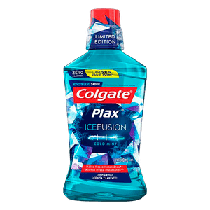 Enxaguante Bucal Zero Álcool Cold Mint Colgate Plax Ice Fusion Frasco Leve 500ml Pague 350ml