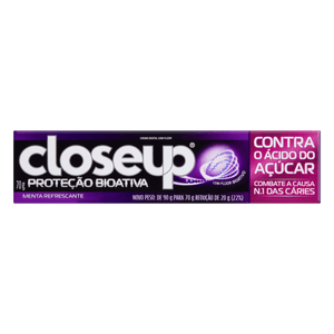 Creme Dental Menta Refrescante Closeup Proteção Bioativa Contra o Ácido do Açúcar Caixa 70g