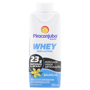 Bebida Láctea UHT Baunilha Zero Lactose Piracanjuba Whey Caixa 250ml