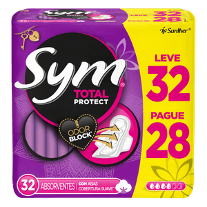 Absorvente com Abas Suave Total Protect Sym Pacote Leve 32 Pague 28 Unidades