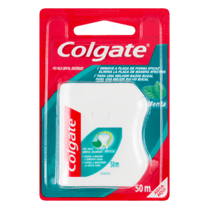 Fio Dental Encerado de Menta Colgate Cartela 50m