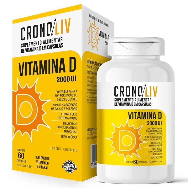 Suplemento Alimentar Cronoliv Vitamina D 2.000UI 60 Cápsulas