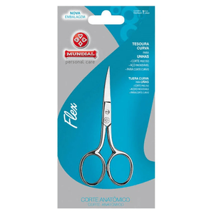 Tesoura Unha Flex Bc327 Curva 9 Cm Mundial Prateado