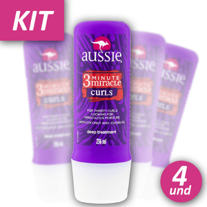 Kit com 4 Cremes Tratamento Aussie 3 Minute Miracle Curls (Leve + por -)