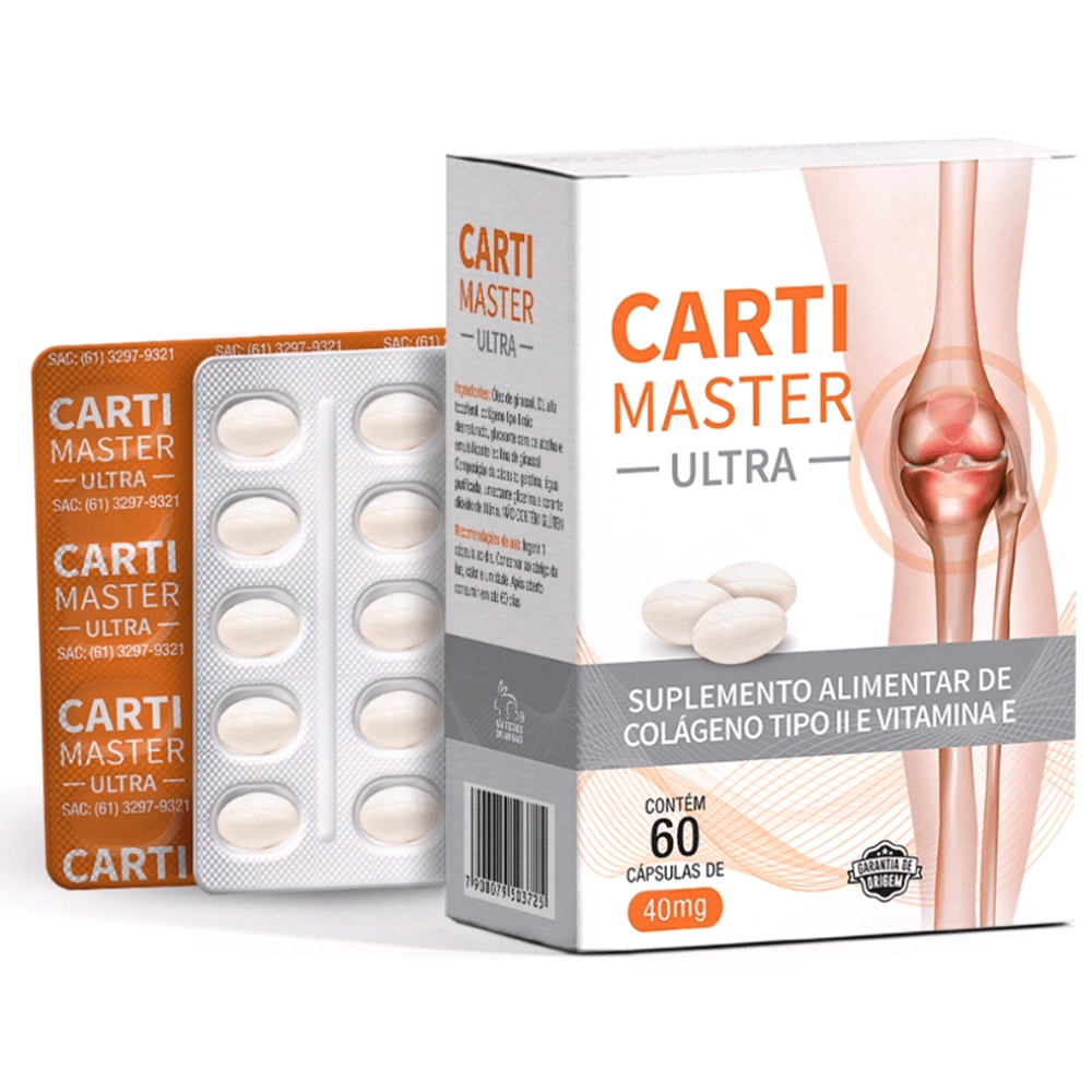 Carti master plus suplemento alimentar de colágeno tipo ii, magnésio e  vitamina d c/60 cps oferta na Drogal