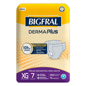 Fralda Descartável Adulto Bigfral Derma Plus XG Pacote 7 Unidades