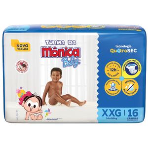 Fralda Descartável Turma Da Monica Baby Jumbo Xxg 16 unidades