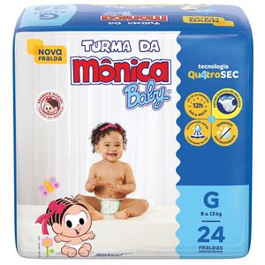 Fralda Descartável Turma Da Monica Baby Jumbo G 24 unidades
