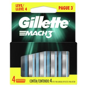 Refil Gillette Mach 3 Carga Masculina Regular Leve 4 Pague 3
