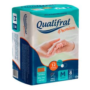 Fralda Geriátrica Qualifral Regular Premium M 8 unidades