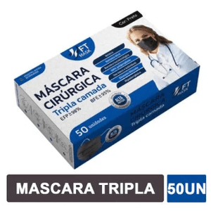 Máscara Descartável FT Siniline Preta 50Unid