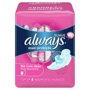 Absorvente Always Pink Proteção Total Dia Com Abas 8 Unidades
