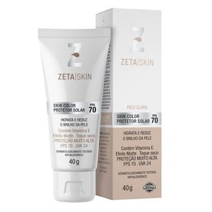 Protetor Solar Skin Color Fps 70 Pele Clara 40G Zeta Skin