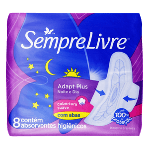 Absorvente Externo SEMPRE LIVRE<sup>®</sup> Adapt<sup>®</sup> Plus Noite e Dia 8 unidades