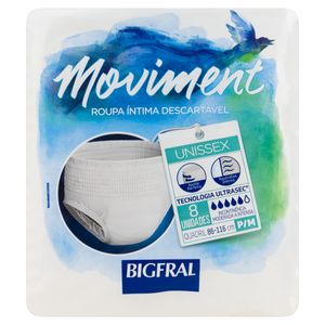 Roupa Íntima Descartável Bigfral Moviment Tamanho P/M Com 8 Unidades